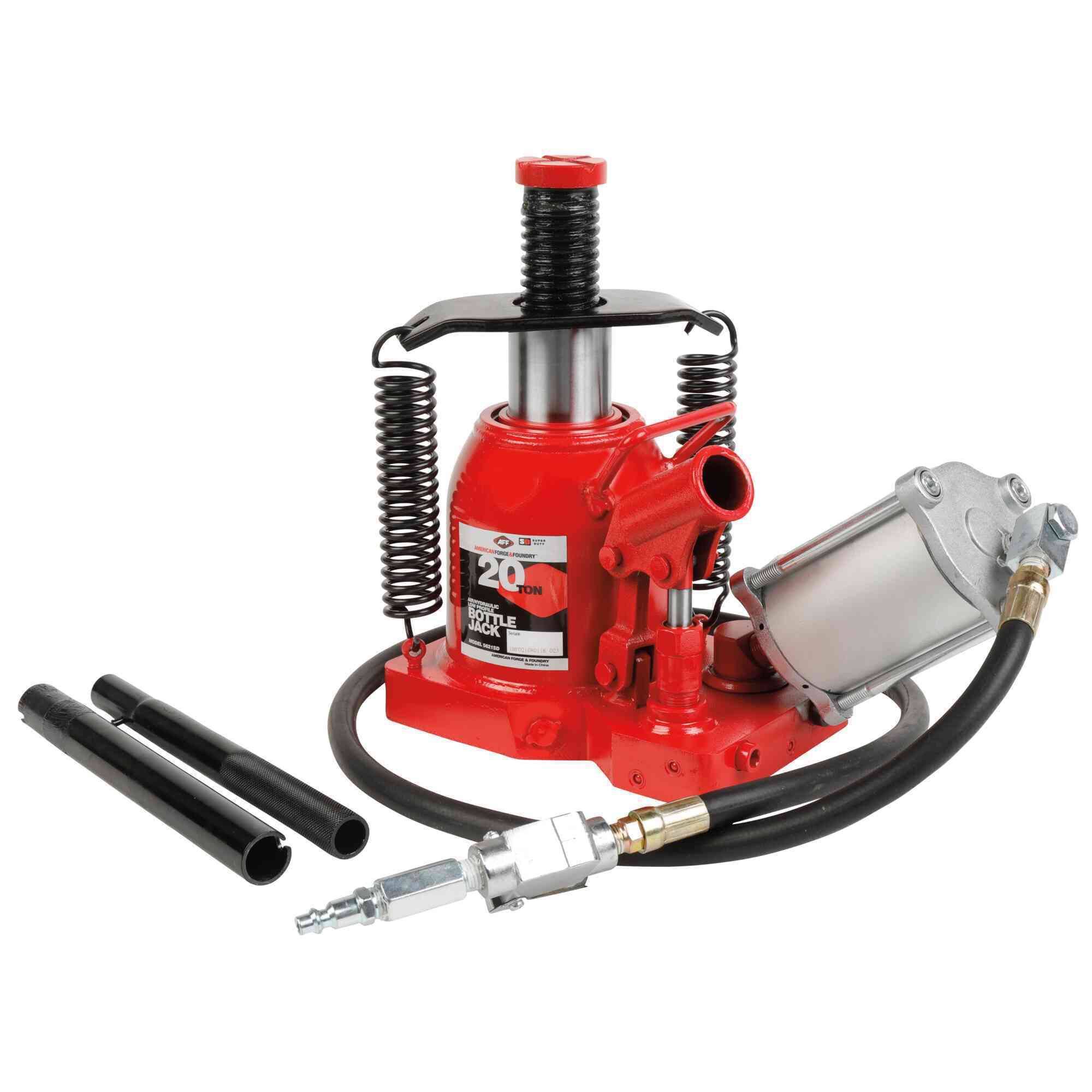 American Forge & Foundry Bottle Jack — 20 Ton Capacity, Low Profile, Air/Manual, Super Duty, Model# 5621SD
